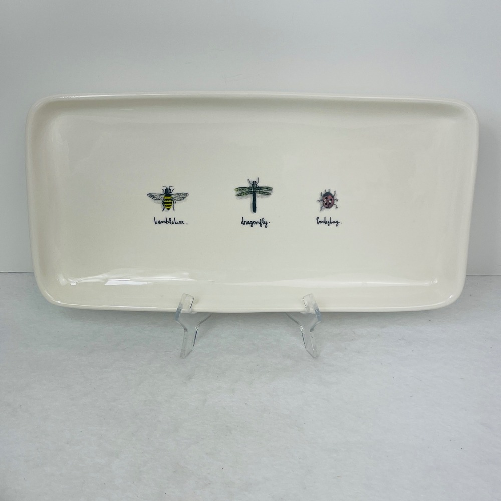 Rae Dunn Platter Tray Cream Bumblebee Dragonfly Ladybug Artisan Collection Exc